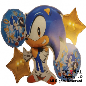 SET DE GLOBOS METALIZADO SONIC 5 UNIDADES X 1